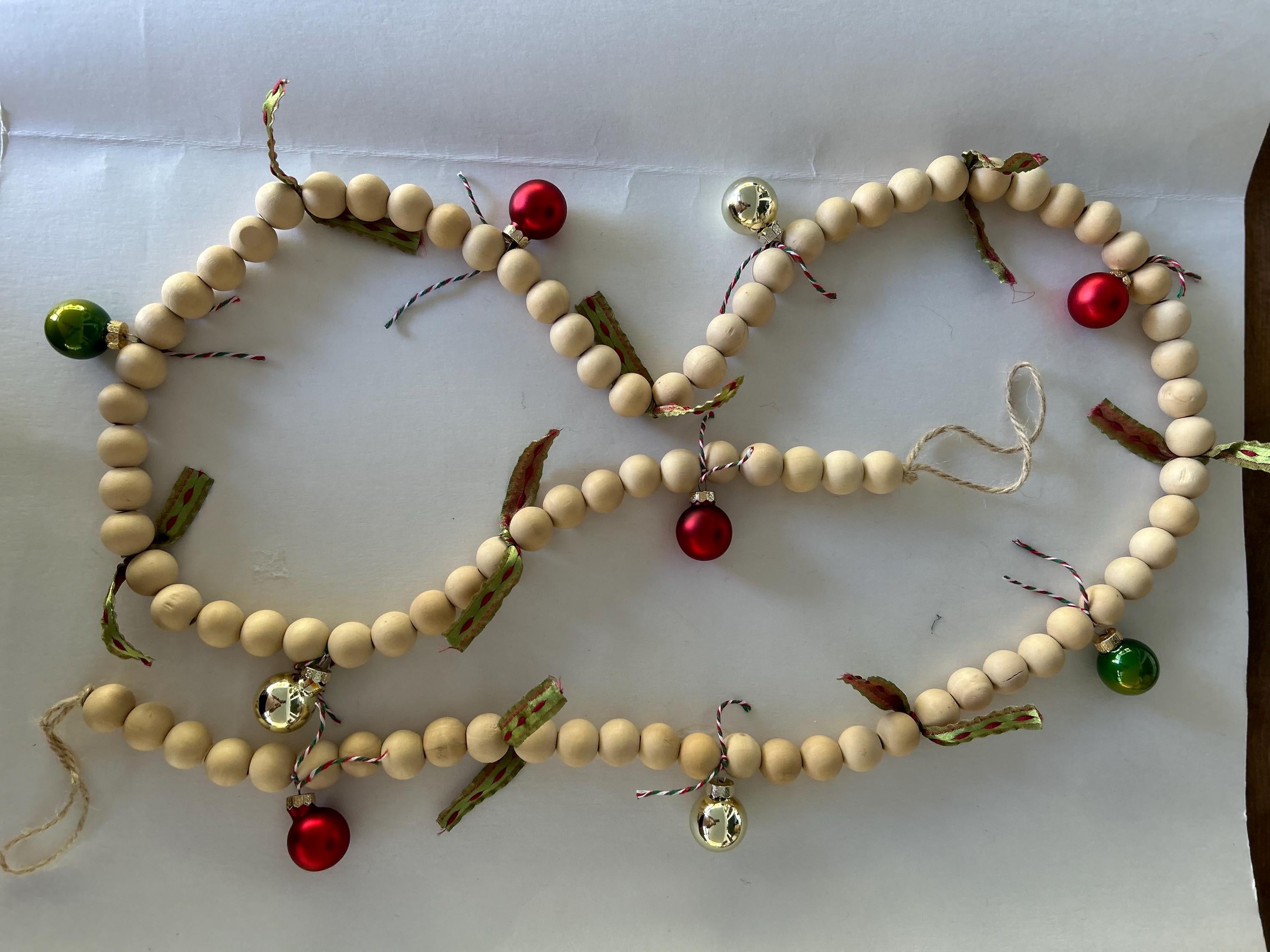 Garland Wood Bead, Christmas Ornament Garland, Swag, Christmas Decor, Mantle Garland, Ornament, Farmhouse, Woodland, Rustic, Tassels, Tree