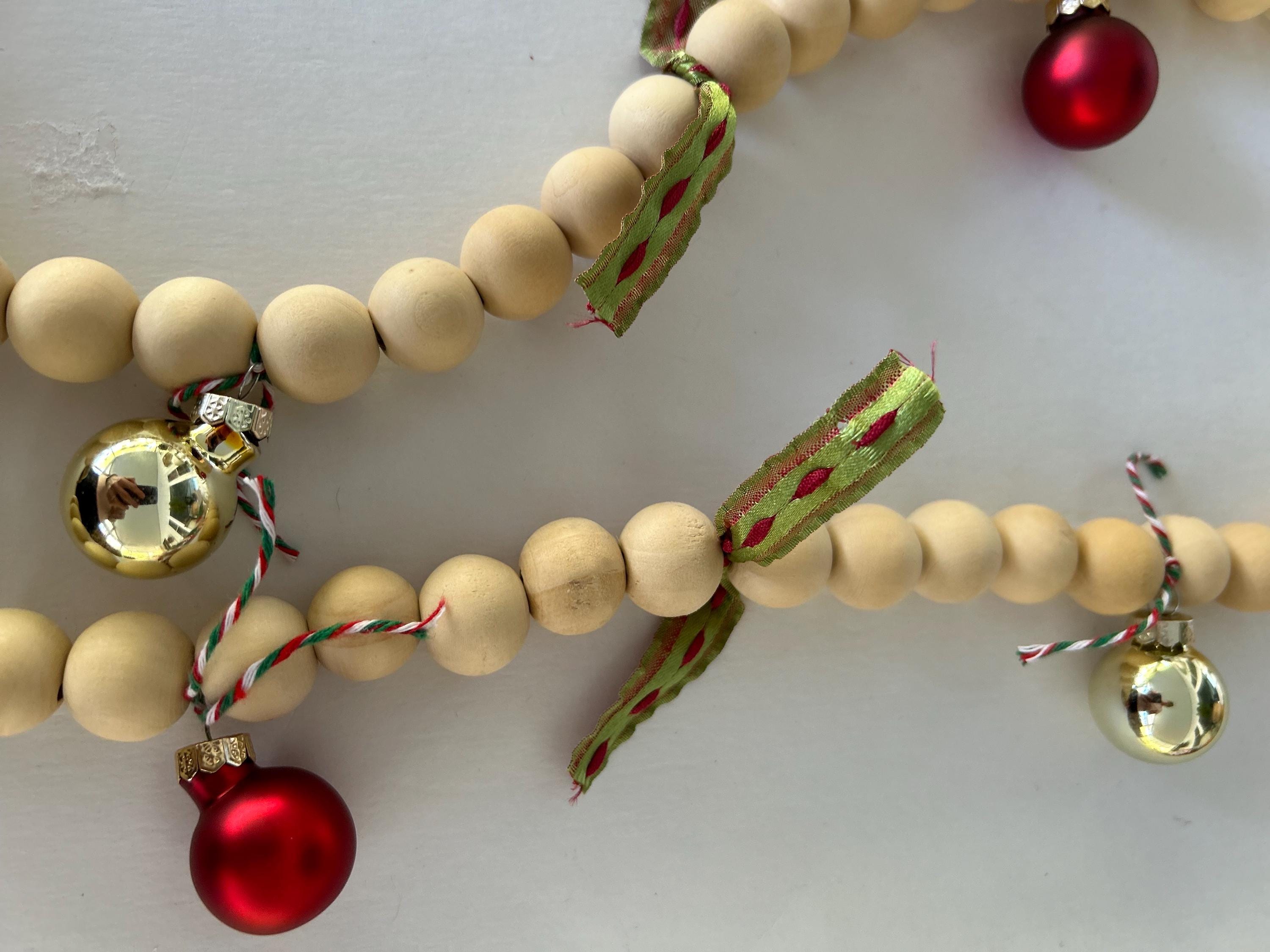 Garland Wood Bead, Christmas Ornament Garland, Swag, Christmas Decor, Mantle Garland, Ornament, Farmhouse, Woodland, Rustic, Tassels, Tree