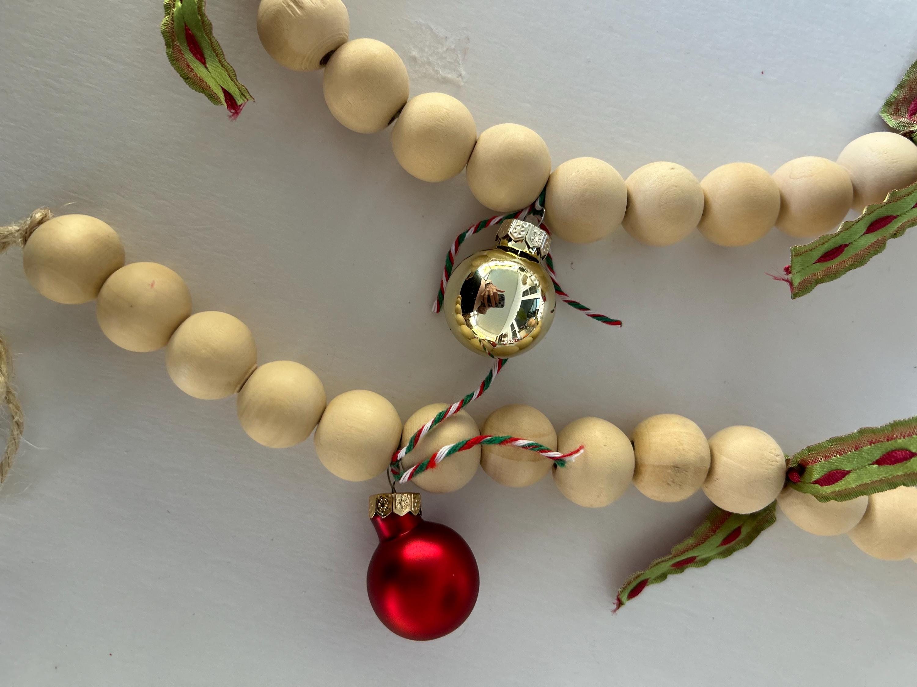 Garland Wood Bead, Christmas Ornament Garland, Swag, Christmas Decor, Mantle Garland, Ornament, Farmhouse, Woodland, Rustic, Tassels, Tree