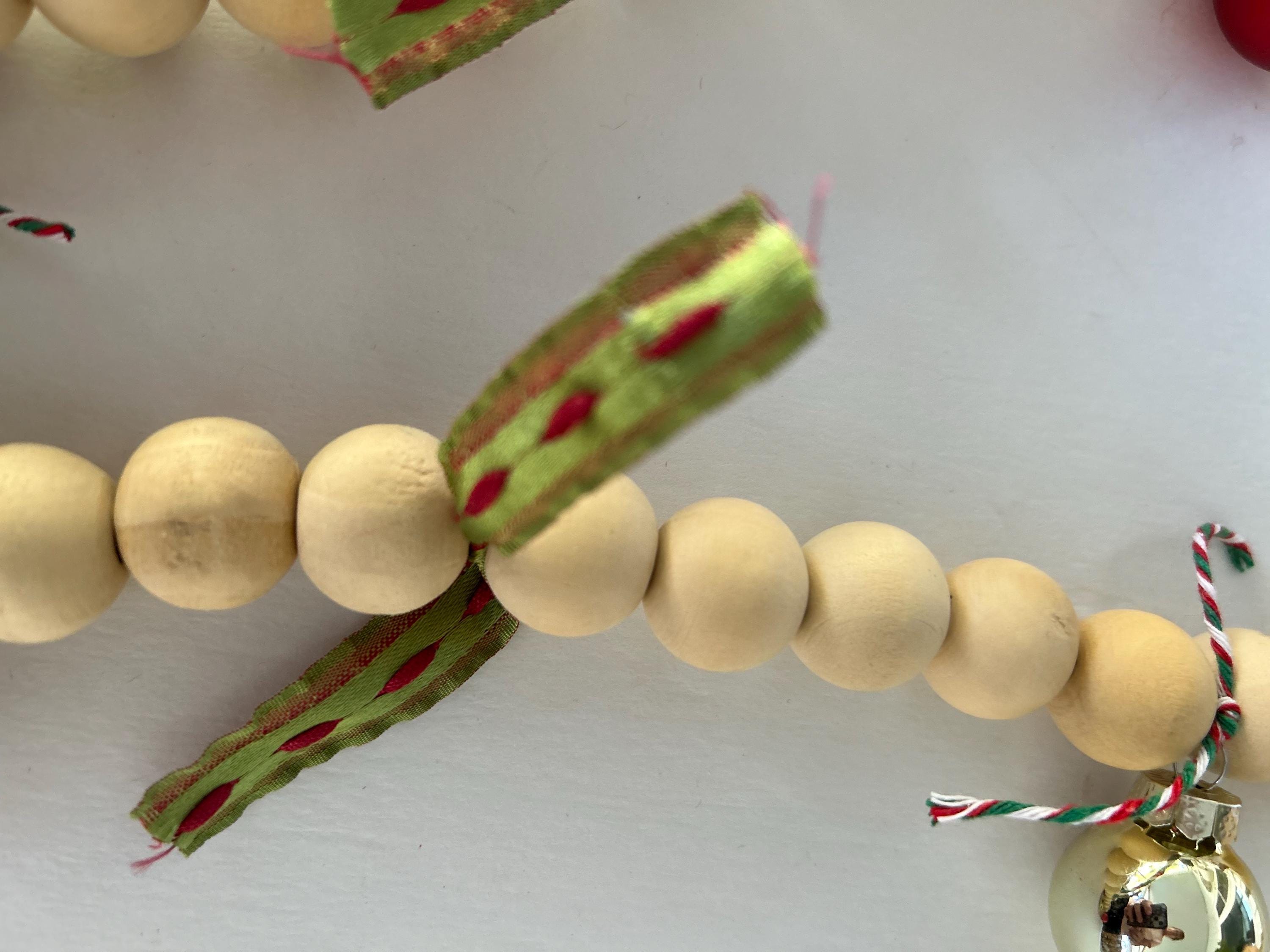 Garland Wood Bead, Christmas Ornament Garland, Swag, Christmas Decor, Mantle Garland, Ornament, Farmhouse, Woodland, Rustic, Tassels, Tree