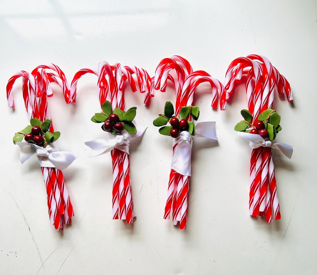 Candy Cane Christmas Ornament Bundle  Farmhouse Holiday Decor, Set of 6