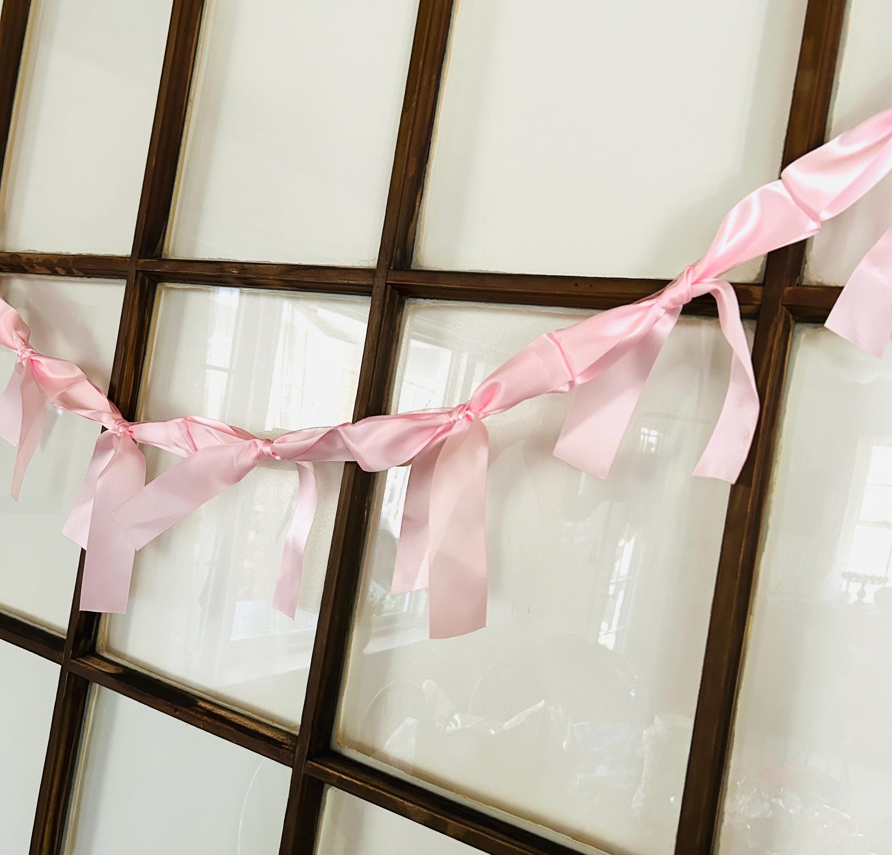 Handmade Pink Satin Ribbon Garland  Baby Shower Decor, Valentine's Day, 6 Foot