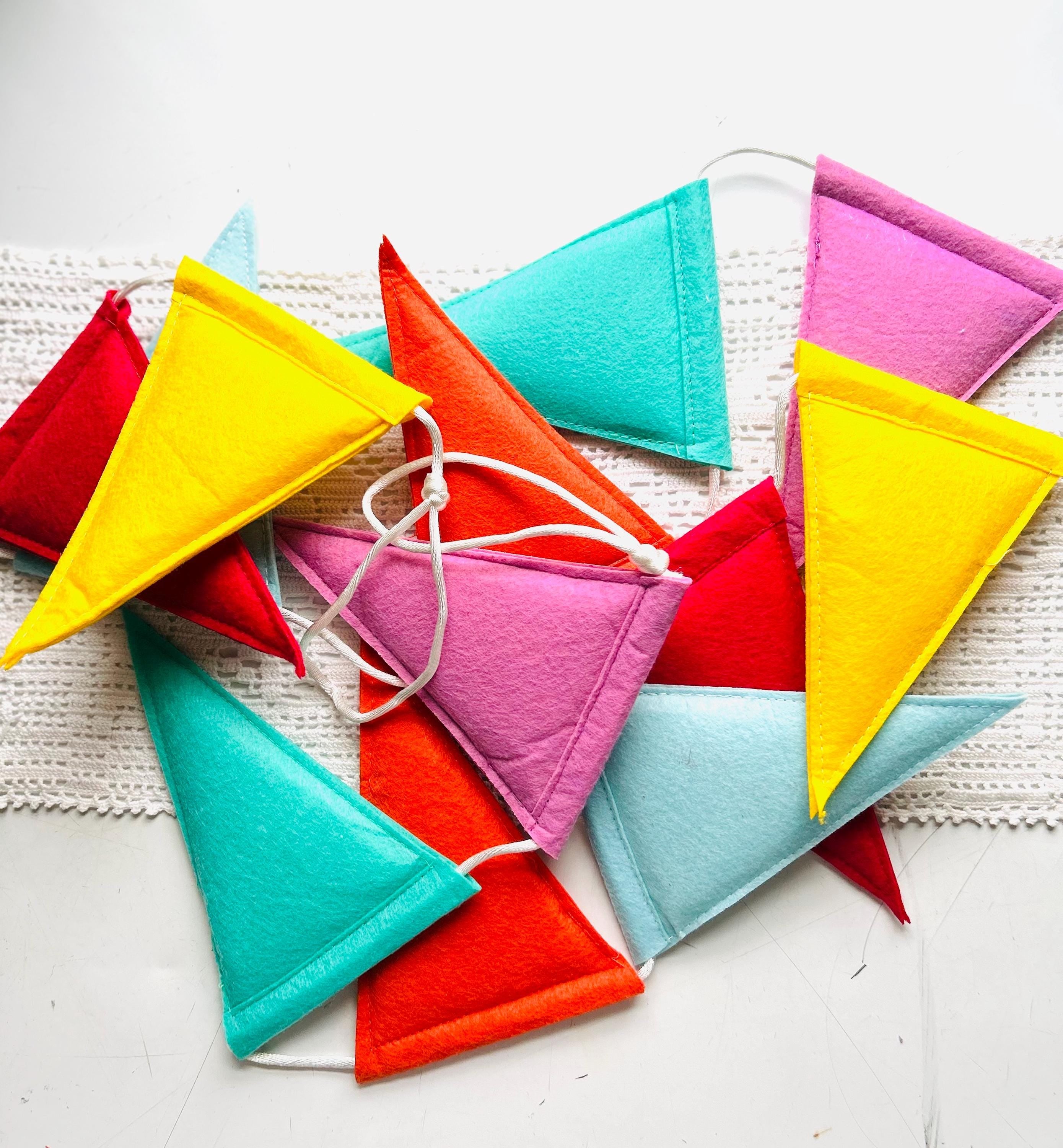 Colorful Fabric Pennant Banner - 70" Party Garland, Kids Room Decor