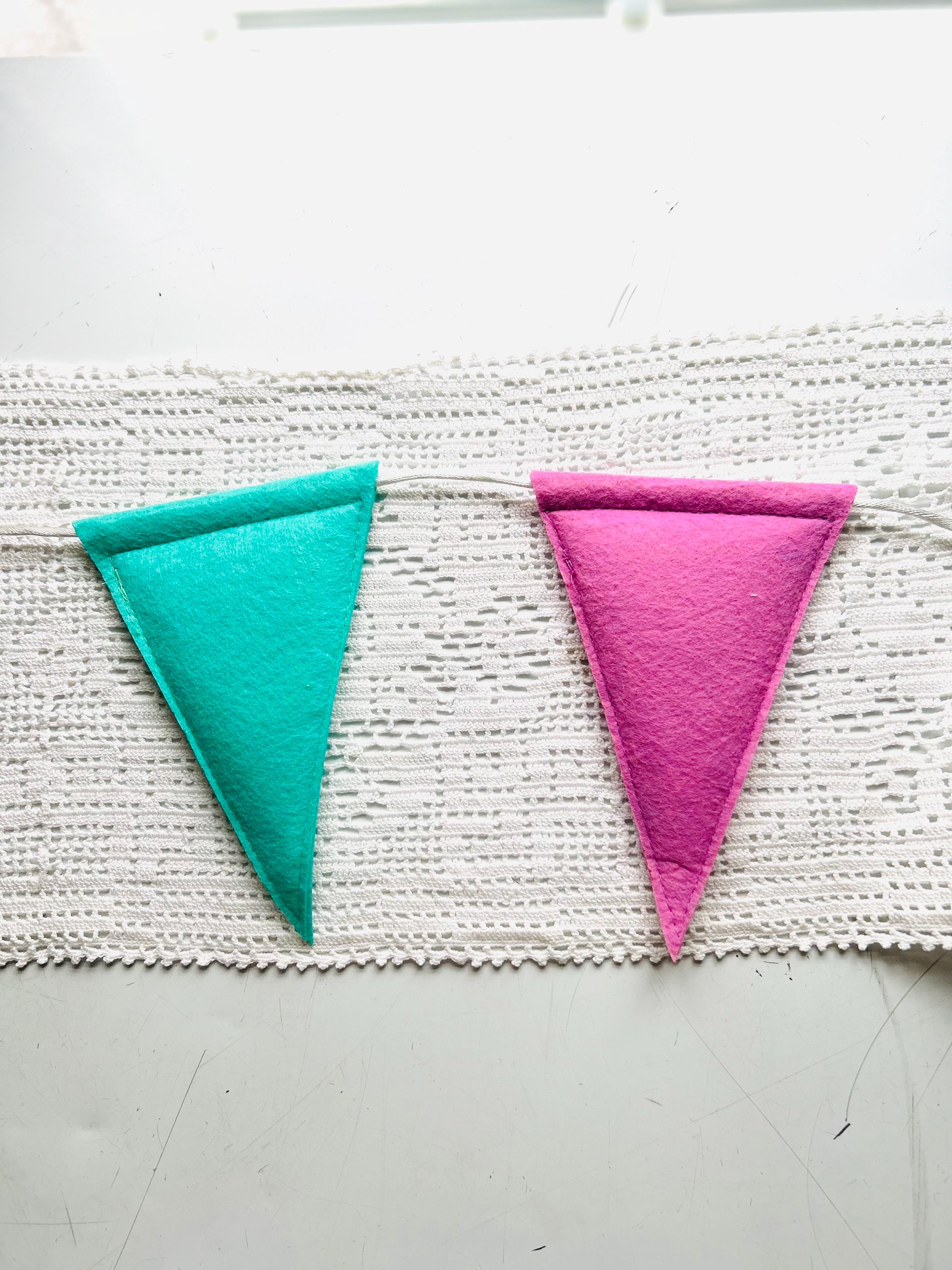 Colorful Fabric Pennant Banner - 70" Party Garland, Kids Room Decor