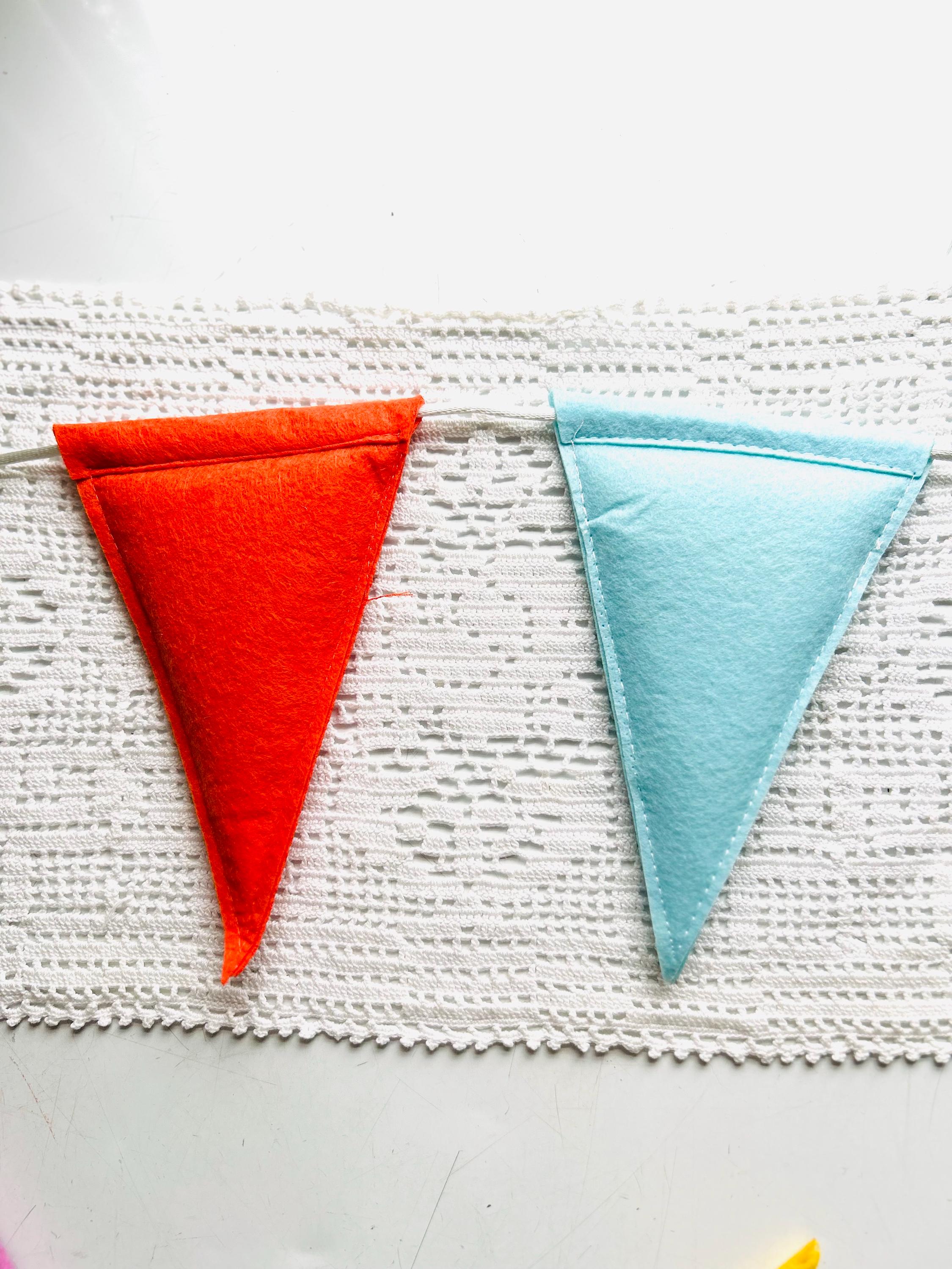 Colorful Fabric Pennant Banner - 70" Party Garland, Kids Room Decor