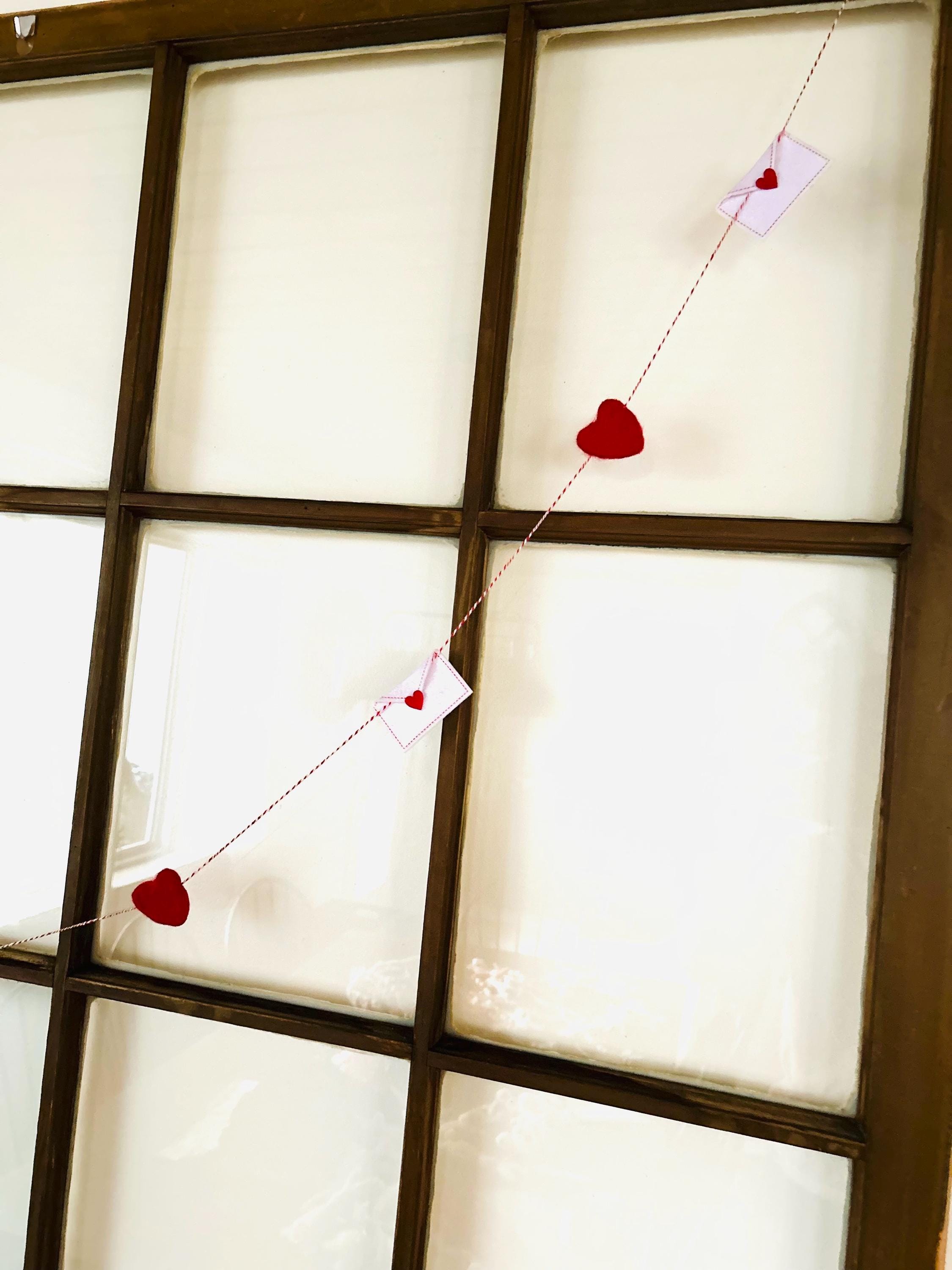 Mini Heart Envelope Garland, Valentine's Day Garland, Heart Garland, Felt Garland, Sweetheart Garland, Red Heart Garland, Valentine Decor