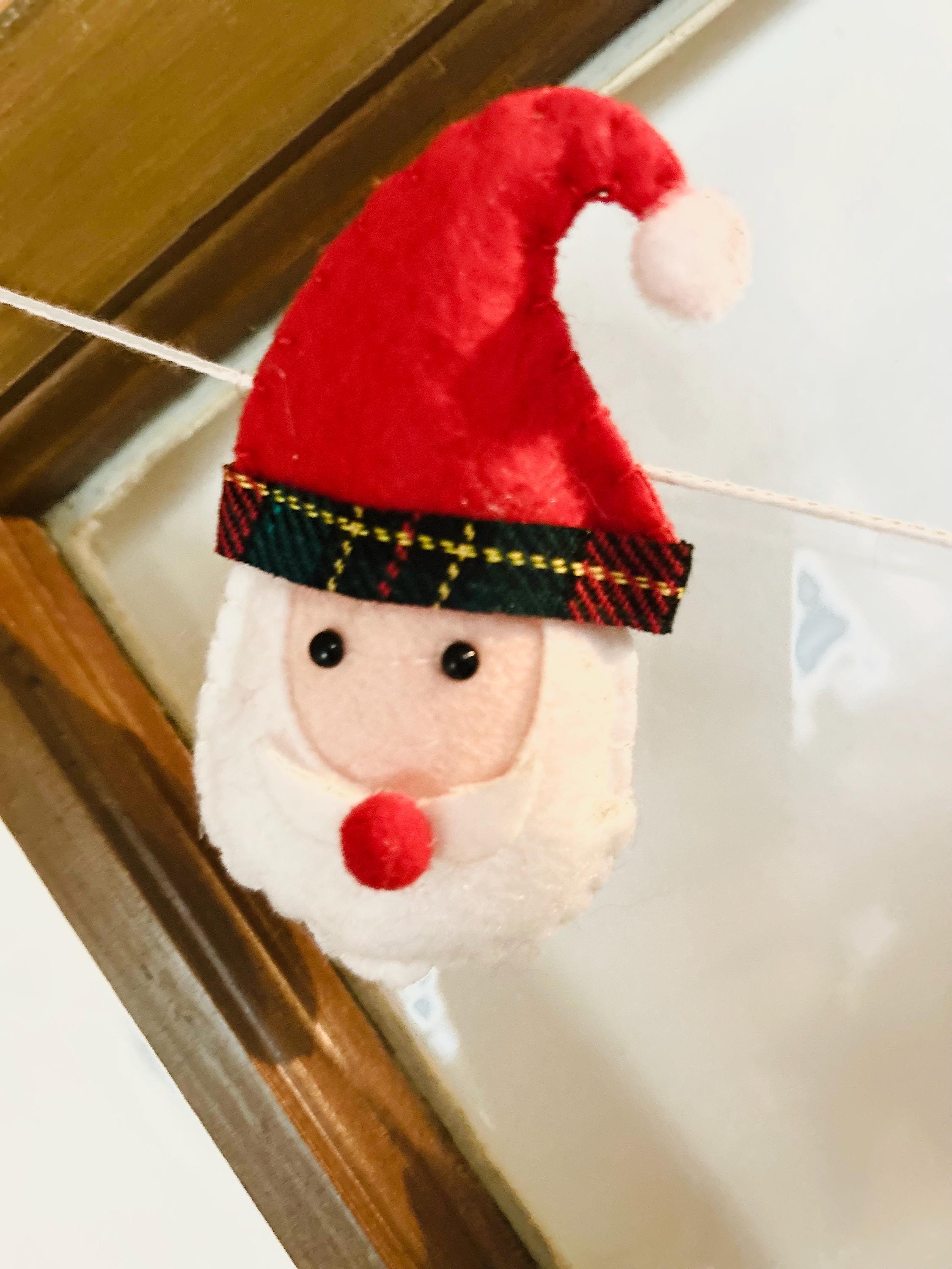 Felt Christmas Garland  Handmade Santa & Snowflake Holiday Banner