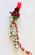 Christmas Jingle Bell Door Hanger, Rustic Braided Fabric, Holiday Decor