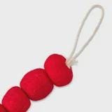 Red Wool Felt Pom Pom Garland 6ft  Handmade Holiday Decor, Valentine Garland