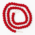 Red Wool Felt Pom Pom Garland 6ft  Handmade Holiday Decor, Valentine Garland