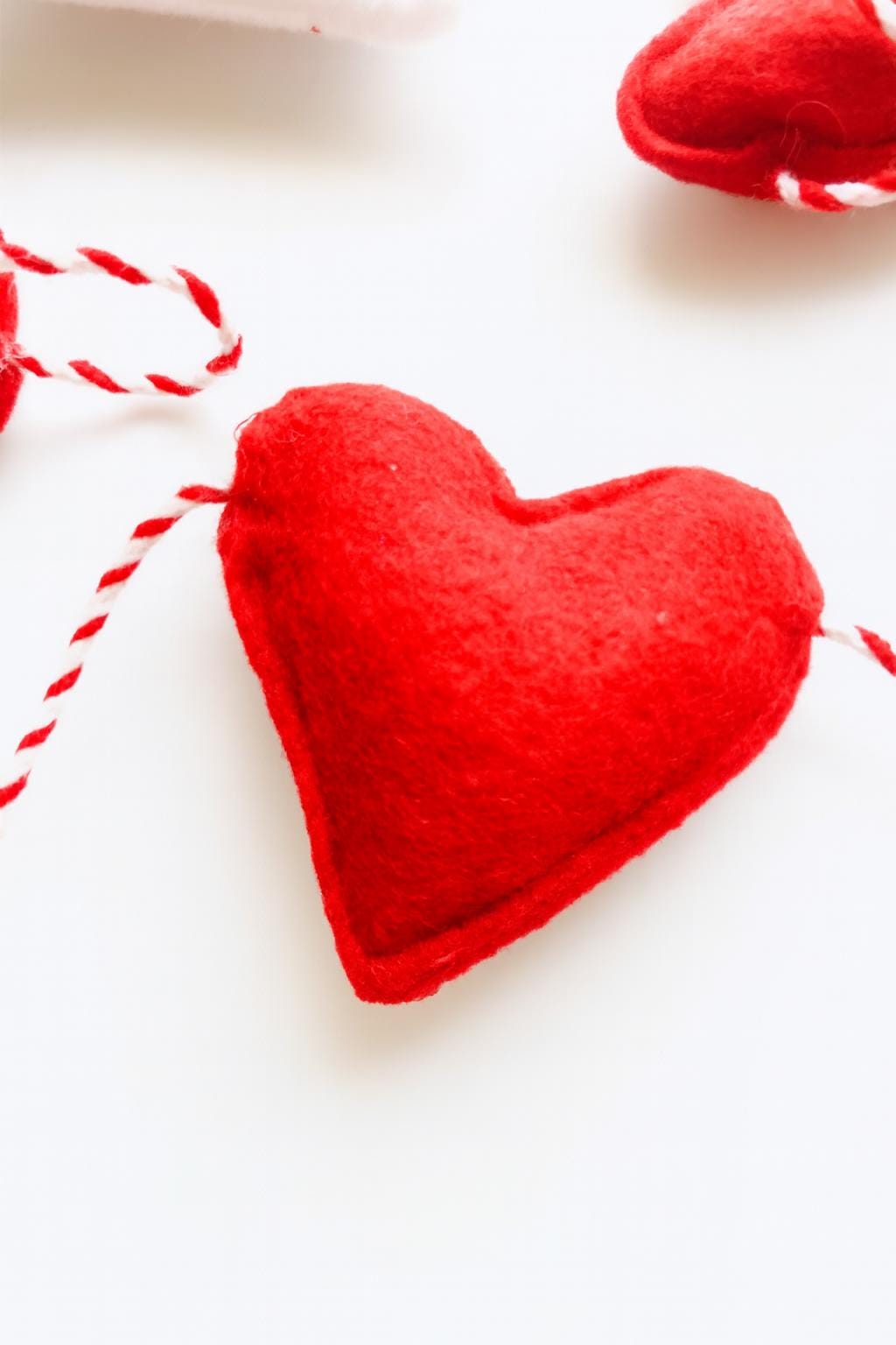 Felt Heart and Love Letter Garland, Valentines Day Decor, Handmade Red & White Felt Banner