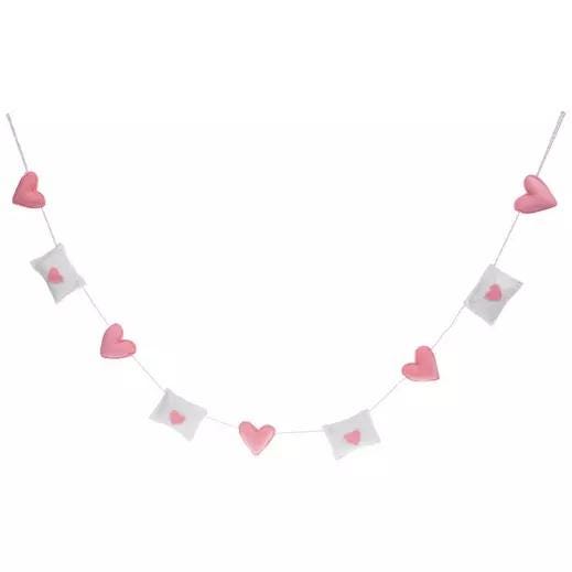 Felt Heart and Love Letter Garland, Valentines Day Decor, Handmade Red & White Felt Banner