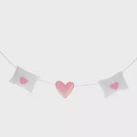 Felt Heart and Love Letter Garland, Valentines Day Decor, Handmade Red & White Felt Banner
