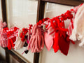Valentine Garland 90 Inch | Red & Pink Chenille Tassel Garland | Handmade Valentine Mantel Decor | Fabric Heart Garland